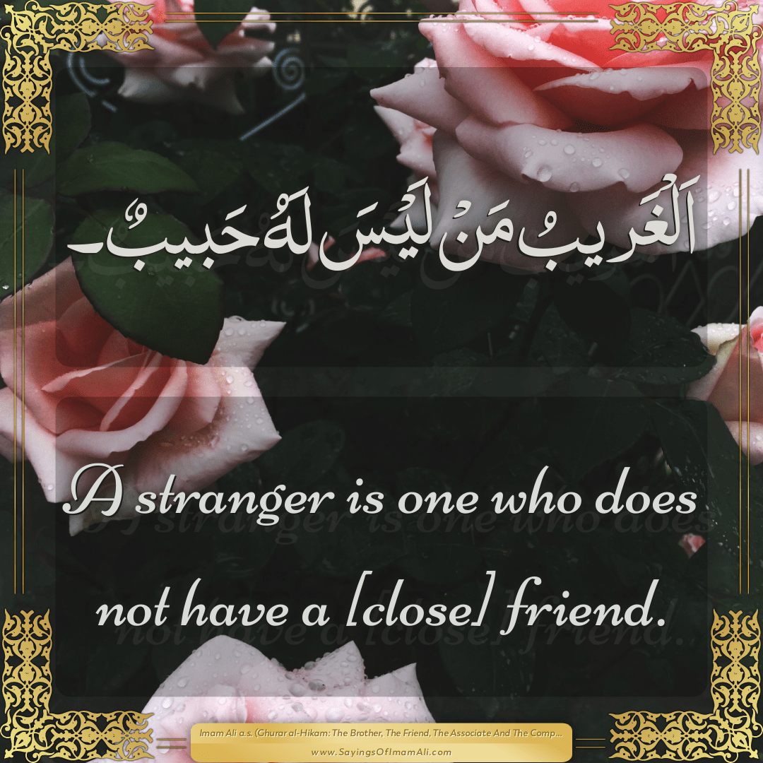A stranger is one who does not have a [close] friend.